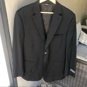 Pronto Uomo Platinum solid black wool blazer. NWT. Size 44R